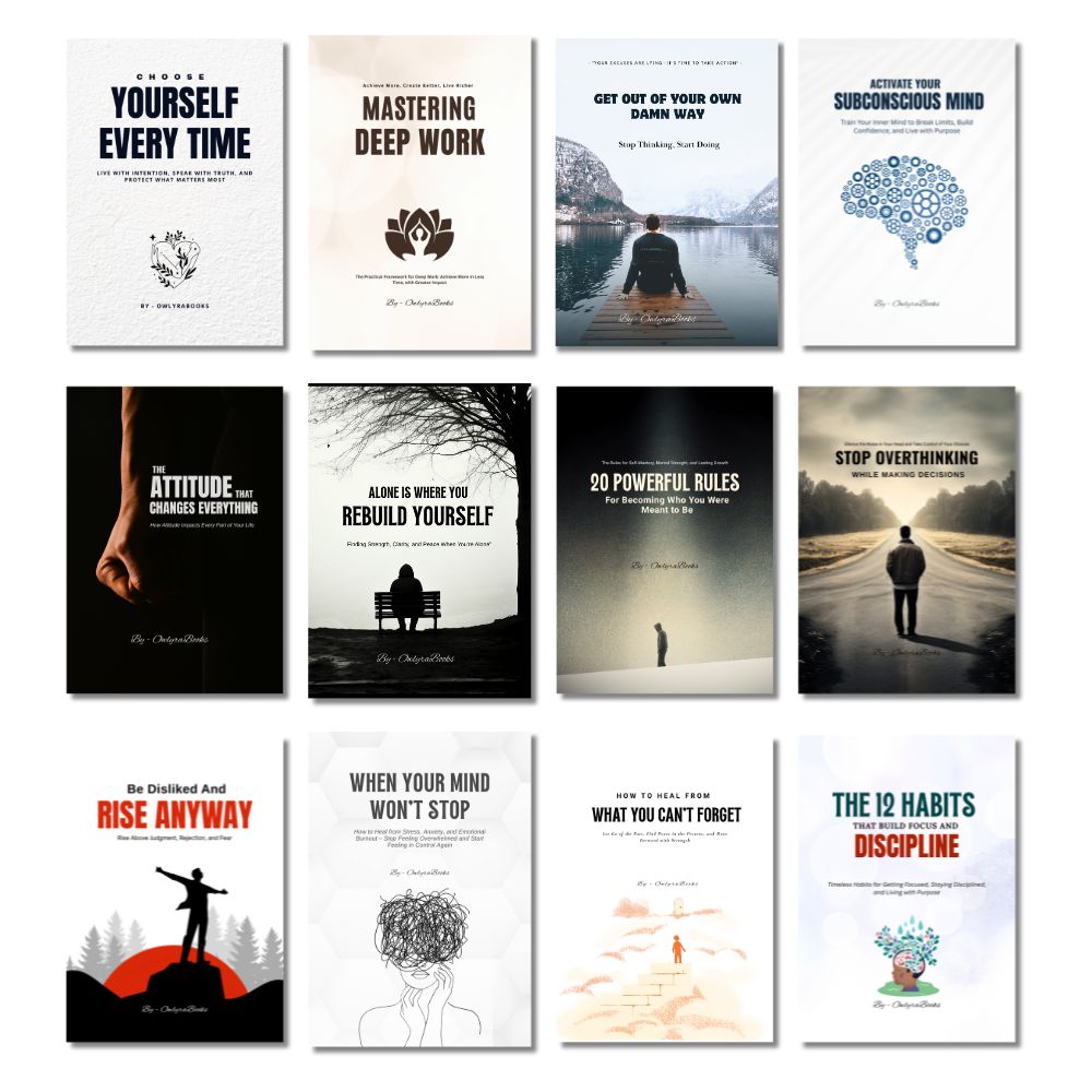 Set of 12 Self-Help Books to Master Mindset, Focus, and Emotional Strength
